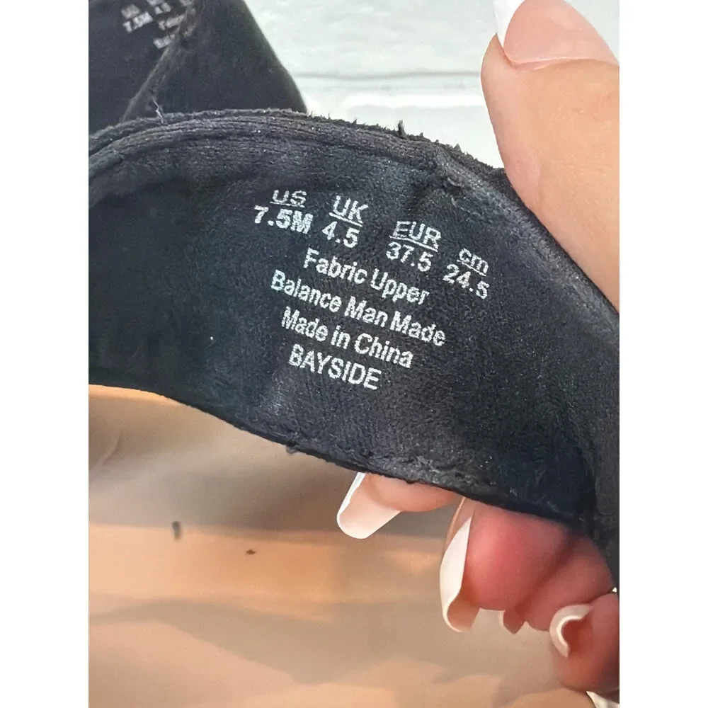 Dr. Scholl's Bayside Platform Sandals Black Suede-Look Size 7.5